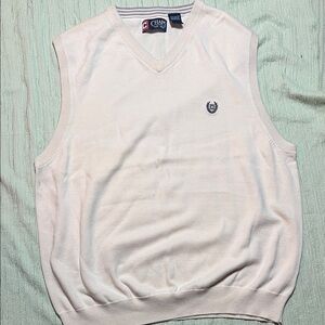 Chaps Men's V-Neck Sweater Vest in Cream